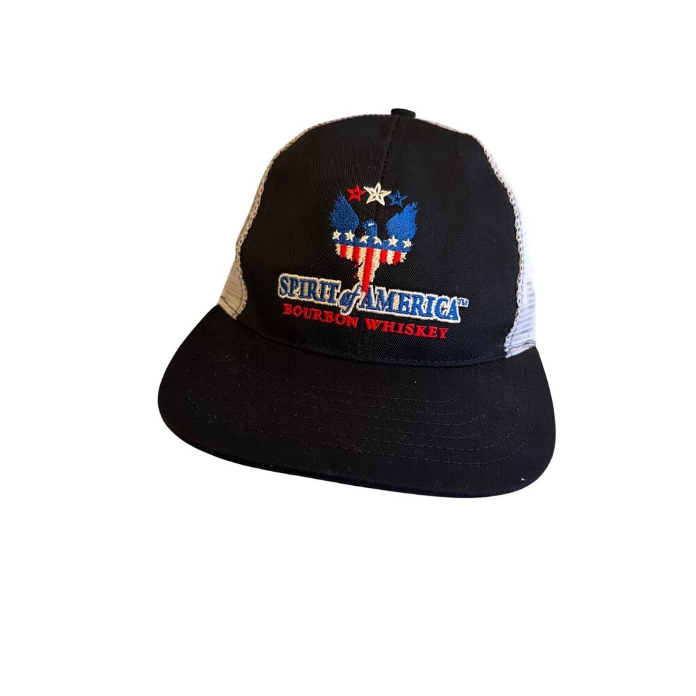 Spirit Of‎ America Bourbon Whiskey Trucker Hat Black & White Mesh Adjustable